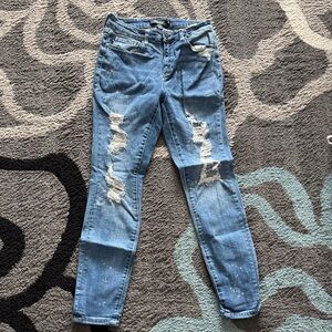 Judy Blue Distressed Light Blue Skinny Jeans